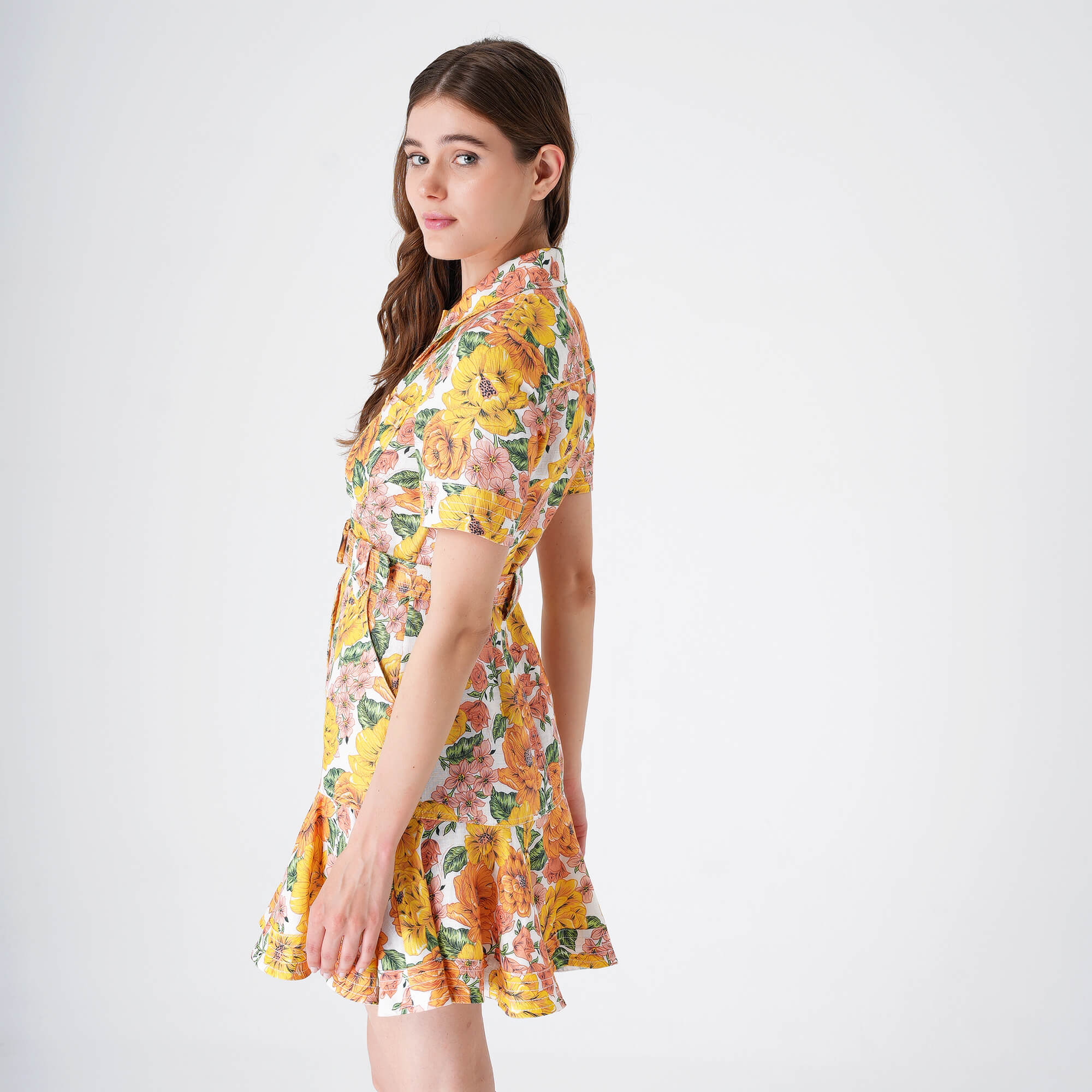 Zimmermann - Yellow&Orange&Green Floral Print With Both Dress